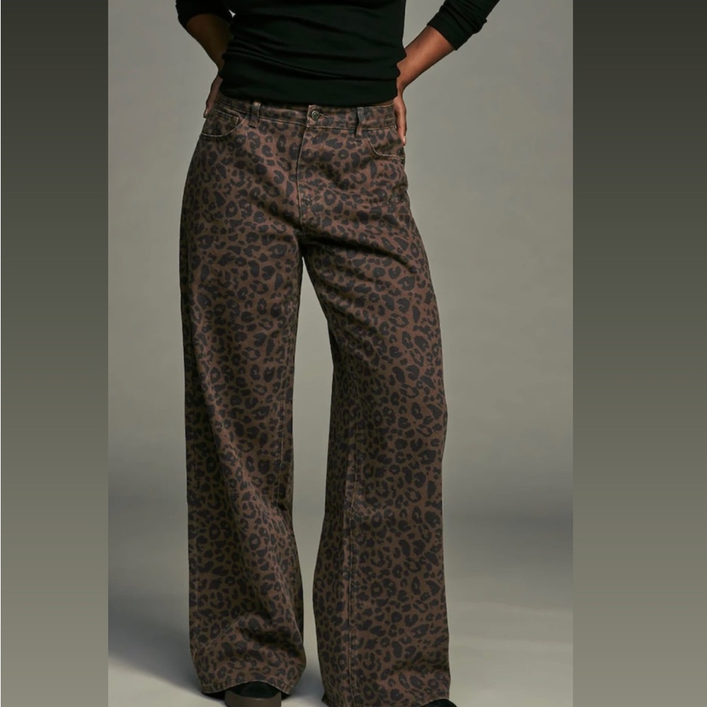 Next Leopard Print Wide-Leg Pants 12R NWT New with Tags
